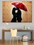 Kırmızı Şemsiyeli Aşık Çift Silüeti Vintage Dekoratif Kanvas - Mdf Ahşap Tablo 2