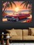 Sahilde Klasik Kırmızı Araba Seyahati Dekoratif Kanvas - Mdf Ahşap Tablo 5