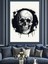 Siyah Beyaz Minimalist Kafatası Dekoratif Kanvas - Mdf Ahşap Tablo 4