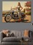 Motosiklet Yanında Pin-Up Kadın Dekoratif Kanvas - Mdf Ahşap Tablo 4