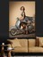 Scooter Üzerinde Şık Kadın Dekoratif Kanvas - Mdf Ahşap Tablo 2