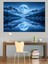 Dolunay Yansıması Deniz Manzarası Mavi Dekoratif Kanvas - Mdf Ahşap Tablo 3