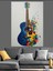 Mavi Gitar ve Müzik Dekoratif Kanvas - Mdf Ahşap Tablo 4