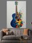 Mavi Gitar ve Müzik Dekoratif Kanvas - Mdf Ahşap Tablo 5