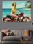 Motosikletli Retro Pin-Up Kadın Dekoratif Kanvas - Mdf Ahşap Tablo 1