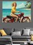 Motosikletli Retro Pin-Up Kadın Dekoratif Kanvas - Mdf Ahşap Tablo 3