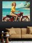 Motosikletli Retro Pin-Up Kadın Dekoratif Kanvas - Mdf Ahşap Tablo 4