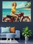 Motosikletli Retro Pin-Up Kadın Dekoratif Kanvas - Mdf Ahşap Tablo 5