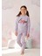 Kız Çocuk Baskılı Açık Leylak Moru Rahat Eşofman Takımı 2