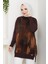 Kadın Yarım Balıkçı Yaka Yandan Fermuarlı Ipek Kupra Merserize Tunik -PMK494 1