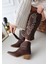 Jilla Kahverengi Cilt Tak Çıkar Topuklu Bot ve Çizme 2