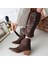 Jilla Kahverengi Cilt Tak Çıkar Topuklu Bot ve Çizme 4