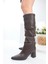 Sivri Burun Büzgülü Kadın Topuklu Fermuarsız Çizme 2