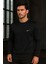 Erkek Siyah Sweatshirt – Spor & Günlük Kullanım – Logo Detaylı 1