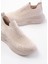 ZRİN-707 Bej Triko Faillant Taban Slip-On Taşlı Kadın Spor Ayakkabı 5