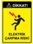 Dikkat! Elektrik Çarpma Riski Isg Uyarı Levhası Pvc A5 15X21 cm 1