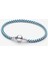 Gümüş Damgalı Mavi Kordonlu Yılan Zincir Bileklik 1