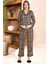 Lady Leopar Desenli Saten Uzun Pijama Takımı 1
