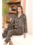 Lady Leopar Desenli Saten Uzun Pijama Takımı 2