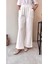 Kadın Bol Paça Çımalı Scuba Pantolon M7071 - Beyaz 2