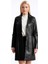 Derije Betty Hakiki Deri Kadın Siyah Trençkot 2