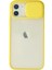 MYT09 iPhone 12 Kılıf Palm Buzlu Kamera Sürgülü Silikon - Sarı 1