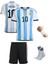 Arjantin 2023/2024 Sezon Messi Dünya Kupası 3 Yıldız Futbol Çocuk Forması 4'lü Set Çorap+Bileklik Hediyeli 1