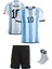 Arjantin 2023/2024 Sezon Messi Dünya Kupası 3 Yıldız Futbol Çocuk Forması 3'lü Set Çorap Hediyeli 1