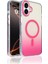 iPhone 16 Kılıf M-Safe Şarj Özellikli Transparan Renk Geçişli Vrdr Toros Kapak - Rose Pembe 1