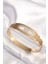 316L Çelik Gold Renk Zirkon Taşlı Kadın Kelepçe Bilezik - TJ-BB6022 1