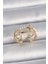 Pirinç Gold Renk Ayarlanabilir Zirkon Taşlı Incili Yıldız Model Kadın Yüzük - TJ-BYK3392 1