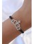 Gümüş Renk Zirkon Taşlı Taç Figür Makrome Bileklik - TJ-BB6215 1