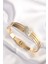 316L Çelik Zirkon Taşlı Gold Renk Kadın Kelepçe Bilezik - TJ-BB6024 1