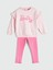 Yeni Sezon Bisiklet Yaka Barbie Baskılı Kız Bebek Sweatshirt ve Tayt 2'li Takım 1