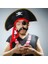 Yetişkin Boy Kadife Kaptan Jack Sparrow Korsan Şapkası ve Plastik Korsan Göz Maskesi 2