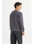 Erkek Pamuk Regular Fit Bisiklet Yaka Gri Sweatshirt - 5