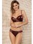 Deri Görünümlü Balenli Destekli Dolgulu Askıları Çıkabilen Ortası Fermuarlı Büstiyer Sütyen ve Slip Takım AX20928 4