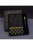 Gold Desen Siyah Deri Defter Kalem Set 1