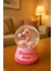 Orta Boy Pembe Flamingo Müzikli Işıklı Renkli Gece Lambası 3D Cam Kar Küresi Kar Efektli Hediyelik 4