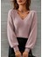 Kadın Uzun Kollu V Yakalı Triko Bluz 1