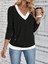 Kadın Uzun Kollu V Yakalı Yandan Düğmeli Yün Viskon Bluz 3