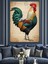 Çizimli Horoz Renkli Dijital Dekoratif Kanvas - Mdf Ahşap Tablo 1