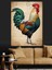 Çizimli Horoz Renkli Dijital Dekoratif Kanvas - Mdf Ahşap Tablo 2