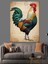 Çizimli Horoz Renkli Dijital Dekoratif Kanvas - Mdf Ahşap Tablo 4