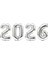 Yılbaşı 2026 Gümüş Renk Rakam Folyo Balon Küçük Boy 36 cm 1