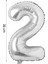 Yılbaşı 2026 Gümüş Renk Rakam Folyo Balon Küçük Boy 36 cm 2