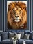 Kükreyen Aslan Hayvan Portresi Dekoratif Kanvas - Mdf Ahşap Tablo 1