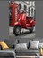 Kırmızı Scooter Ingiliz Telefon Dekoratif Kanvas - Mdf Ahşap Tablo 1