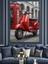 Kırmızı Scooter Ingiliz Telefon Dekoratif Kanvas - Mdf Ahşap Tablo 2