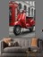 Kırmızı Scooter Ingiliz Telefon Dekoratif Kanvas - Mdf Ahşap Tablo 5